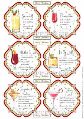 Christmas Cocktails - Christmas Toppers for Card Making 290gsm TTSTOPX13