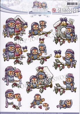 Christmas Colourful Christmas Birds A4 Die Cut Decoupage Sheet Yvonne Creations Push Out SB10045