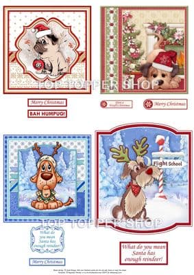 Christmas Dogs - Christmas Toppers for Card Making 290gsm TTSTOPX14