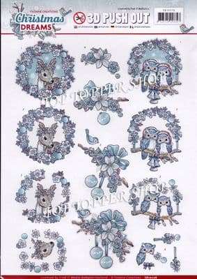 Christmas Dreams Animals A4 Die Cut Decoupage Sheet Yvonne Creations Push Out SB10276