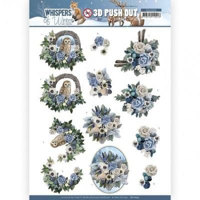 Christmas Flower Arrangement  Die Cut Decoupage Sheet Amy Design Push Out SB10693