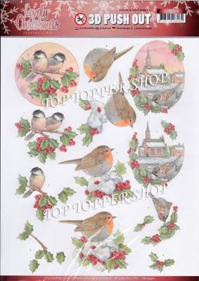 Christmas Lovely Christmas Birds A4 Die Cut Decoupage Sheet Jeanine's Art Push Out SB10390