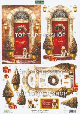 Christmas Morning Door Scene  A4 Die Cut Christmas Decoupage Sheet - Katy Sue Designs