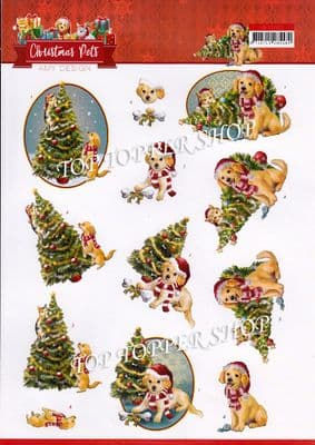 Christmas Pets Christmas Tree A4 Die Cut Decoupage Sheet Amy Design Push Out SB10463