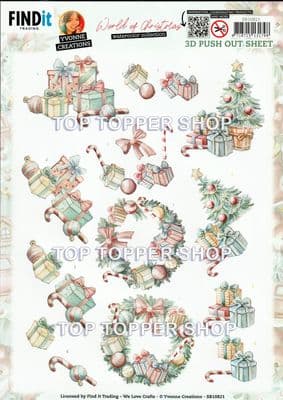 Christmas Presents Die Cut Decoupage Sheet Yvonne Creations Push Out SB10821