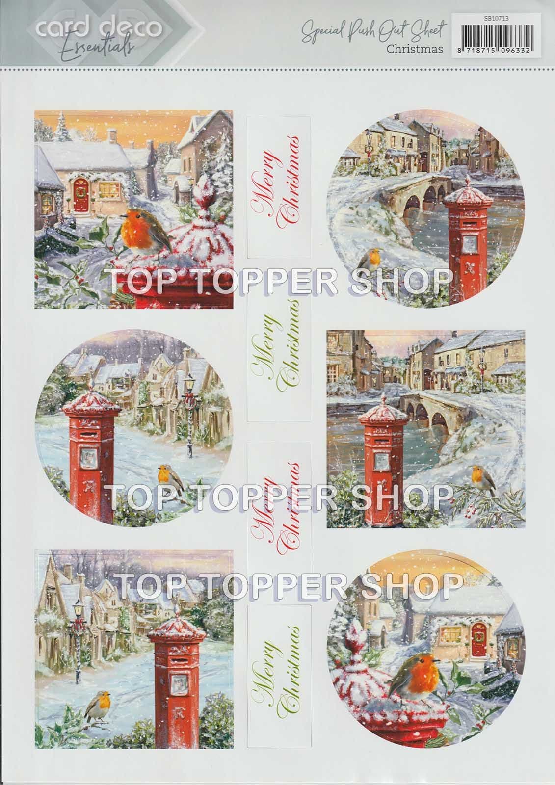 Christmas Robin & Post Box A4 Die Cut Card Toppers - Card Deco Push Out ...