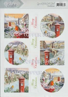 Christmas Robin & Post Box A4 Die Cut Card Toppers - Card Deco Push Out SB10713