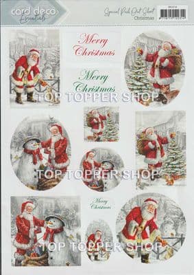Christmas Santa & Snowman A4 Die Cut Card Toppers - Card Deco Push Out SB10714