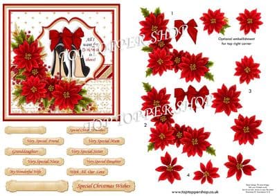 Christmas Shoes  Christmas  Card Topper & Decoupage printed sheet TTSJB19