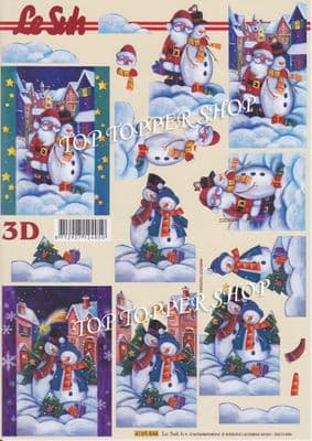 Christmas Snowmen Le Suh Decoupage Sheet  Requires Cutting 4169848