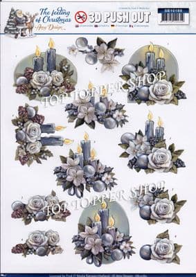 Christmas The Feeling of Christmas Florals A4 Die Cut Decoupage Sheet Amy Design Push Out SB10189