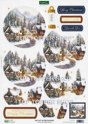 Christmas Village Bauble  A4 Die Cut Christmas Decoupage Sheet - Katy Sue Designs