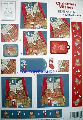 CHRISTMAS WISHES DEAR SANTA - DESIGN HOUSE TWISTED PYRAMID DECOUPAGE