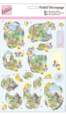 Church in Spring  Anita's Foiled Die Cut Decoupage Sheet 169836