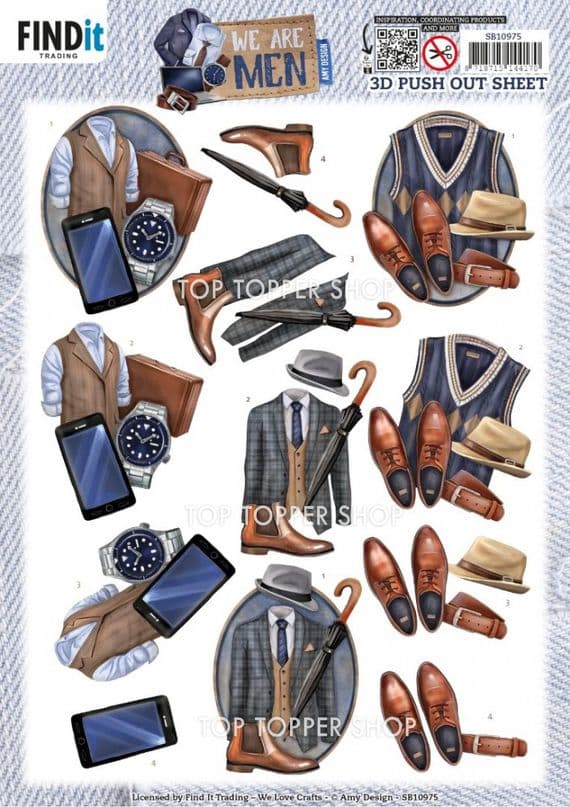 Clothes - We are Men  Die Cut Decoupage Sheet Yvonne Creations Push Out SB10975