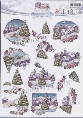 Colourful Christmas A4 Die Cut Decoupage Sheet Yvonne Creations Push Out SB10044