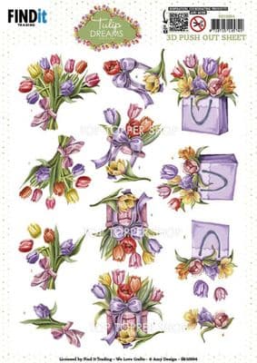 Colourful Tulips - Tulip Dreams Die Cut Decoupage Sheet Amy Design Push Out SB10994