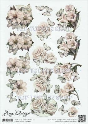 Condolence Flowers Amy Design Decoupage Sheet  Requires Cutting CD10727