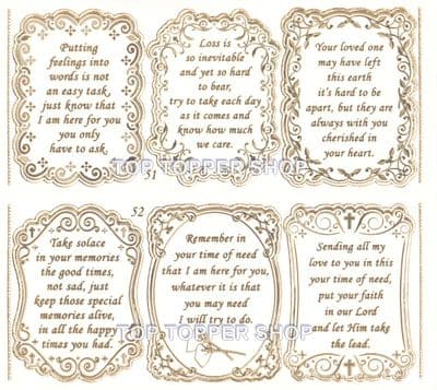 Condolences Verses Transparent Gold Double Embossed Peel Off Stickers Doodey GS652851