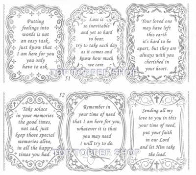 Condolences Verses Transparent Silver Double Embossed Peel Off Stickers Doodey GS652851