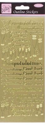 Congratulations Gold Mirror  Peel Off Stickers - Docraft Anita's Outline Stickers ANT8101118