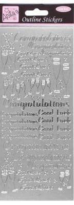 Congratulations Silver Mirror Peel Off Stickers - Docraft Anita's Outline Stickers ANT8101118