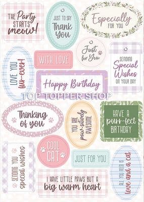 Crafty Kittens Sentiment Toppers 1 A4 sheet Katy Sue Designs