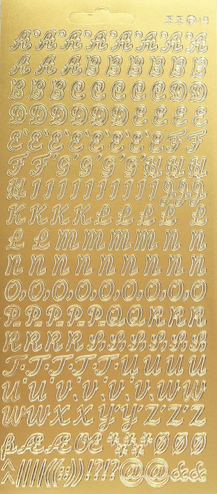 CURSIVE ALPHABET 10mm UPPERCASE GOLD PEEL OFF STICKERS JT 4969