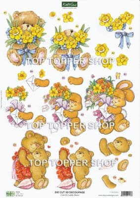 Cute & Cuddly Bears A4 Die Cut Decoupage Sheet - Katy Sue Designs