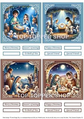 Cute Nativity Scenes - Christmas Toppers for Card Making 290gsm TTSTOPX29