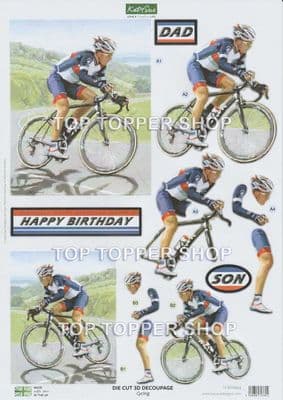 Cycling A4 Die Cut Decoupage Sheet - Katy Sue Designs