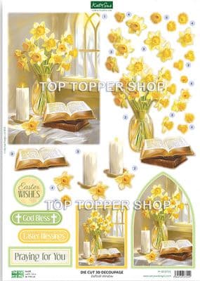 Daffodil Window  A4 Die Cut Decoupage Sheet - Katy Sue Designs