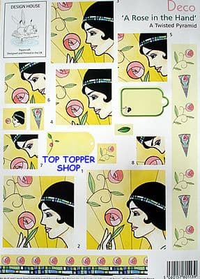 DECO A ROSE IN THE HAND - DESIGN HOUSE TWISTED PYRAMID DECOUPAGE SHEET