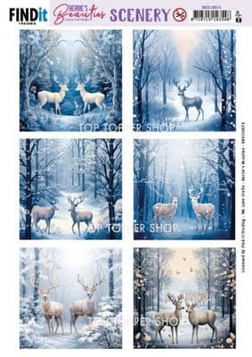Deer Square  A4 Die Cut Card Toppers Berrie's Beauties Scenery Push Out BBSC10074