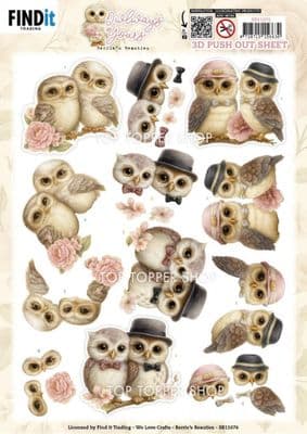 Devotion - Owlways Yours Die Cut Decoupage Sheet Berries Beauties Push Out SB11076