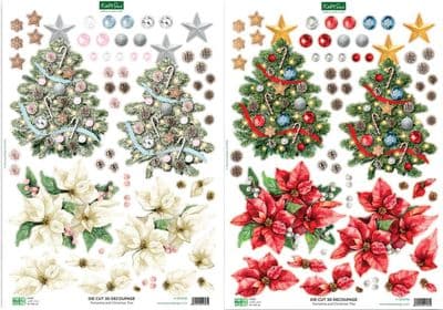 Die Cut Decoupage – Poinsettia and Christmas Tree (Pack of 2) - Katy Sue Designs