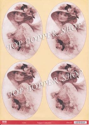 DIE CUT TOPPERS VINTAGE LADY 1343 - RED HOT BED
