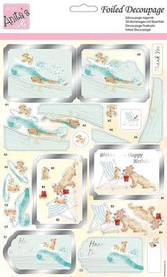 Dogs at the Seaside - Anita's Foiled Die Cut Decoupage Sheet 169956