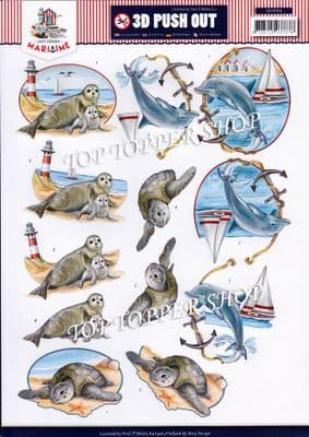 Dolphins & Sea Life A4 Die Cut Decoupage Sheet Amy Design Push Out SB10166