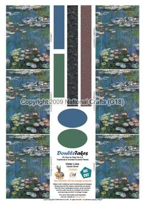DOUBLETAKES - WATER LILIES - DIE CUT DECOUPAGE & INVERTED G18