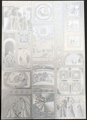 Dufex Christmas Card Toppers - Nativity Bethlehem - Reflective Silver Card