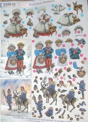 DUFEX DIE CUT DECOUPAGE SHEET CHRISTMAS PAINTBOX POPPETS 14