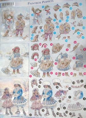 DUFEX DIE CUT DECOUPAGE SHEET CHRISTMAS PAINTBOX POPPETS 17