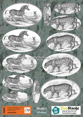 DUOSTACKS - WILDLIFE 1 - DIE CUT PYRAMID DECOUPAGE G18