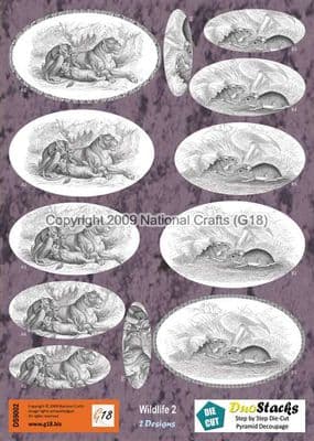 DUOSTACKS - WILDLIFE 2 - DIE CUT PYRAMID DECOUPAGE G18