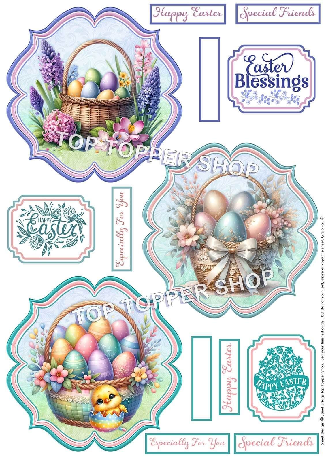 Easter Baskets Toppers for Card Making 290gsm TTSTOP12