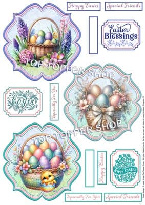 Easter Baskets Toppers for Card Making 290gsm TTSTOP12