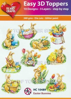 Easter Bunnies 10 Easy 3d Die Cut Decoupage Toppers Hearty Crafts HC10489