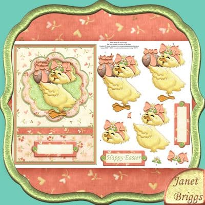 Easter Chick & Egg Topper & Decoupage Printed Sheet Km406