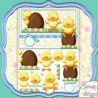 Easter Chicks 3 Chirpy Chaps Topper & Decoupage Printed Sheet TTS416KW